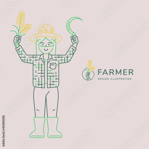 Happiness farmer vector illustration