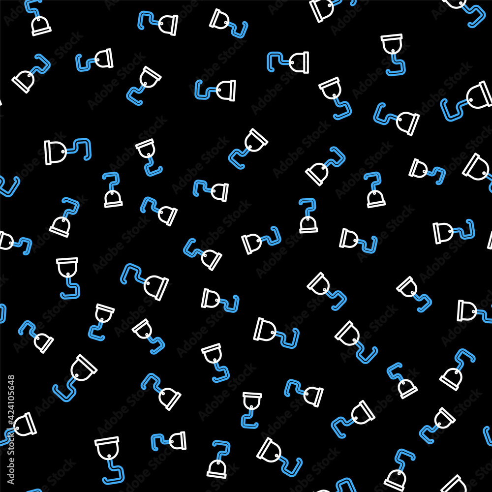 Line Pirate hook icon isolated seamless pattern on black background. Vector Line Pirate hook icon isolated seamless pattern on black background. Vector