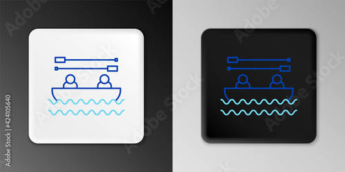 Line Boat with oars and people icon isolated on grey background. Water sports, extreme sports, holiday, vacation, team building. Colorful outline concept. Vector