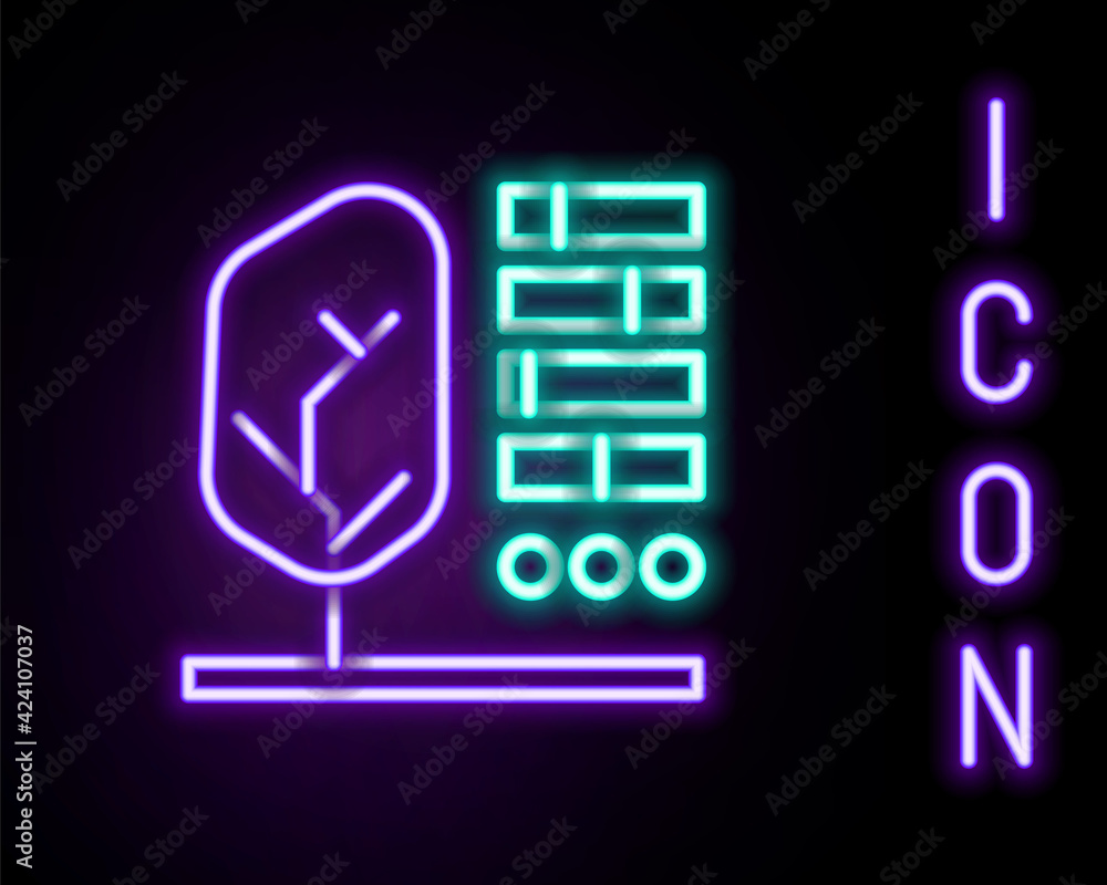 Glowing neon line Plant status icon isolated on black background. Colorful outline concept. Vector Glowing neon line Plant status icon isolated on black background. Colorful outline concept. Vector
