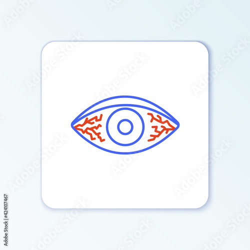 Line Reddish eye due to viral, bacterial or allergic conjunctivitis icon isolated on white background. Colorful outline concept. Vector