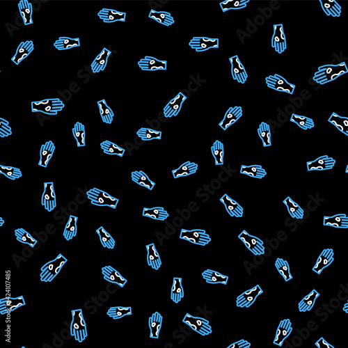 Line Hand with psoriasis or eczema icon isolated seamless pattern on black background. Concept of human skin response to allergen or chronic body problem. Vector