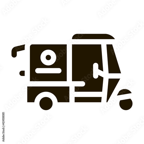 tuk tuk food delivery glyph icon vector. tuk tuk food delivery sign. isolated symbol illustration