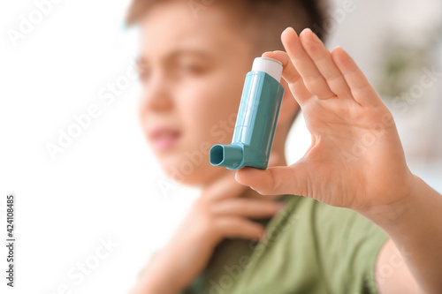 Little boy with inhaler at ...