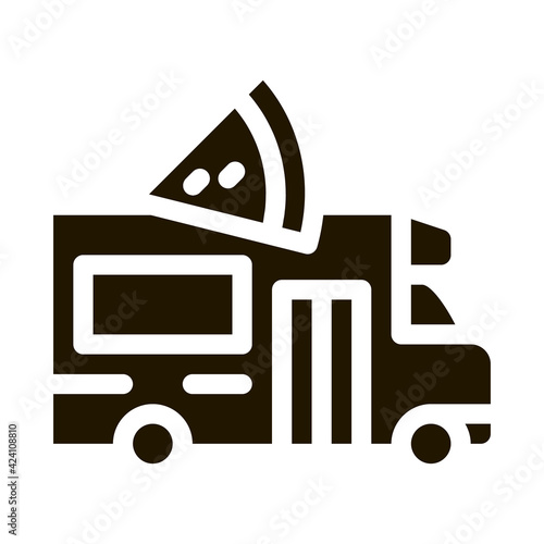 pizza street food van glyph icon vector. pizza street food van sign. isolated symbol illustration