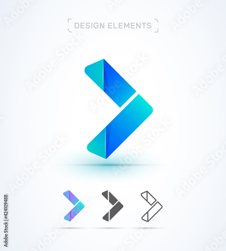 Free Download Arrow sign. Abstract play button logo design. Origami, vector, 3d style - GFXLoad
