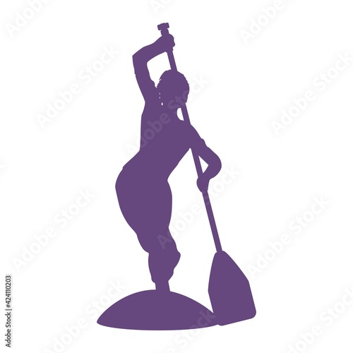 Illustration of lady posing with surf board