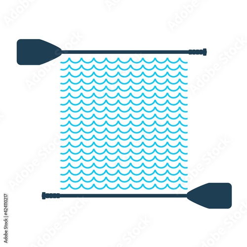 Stand up paddle boarding flat emblem illustration