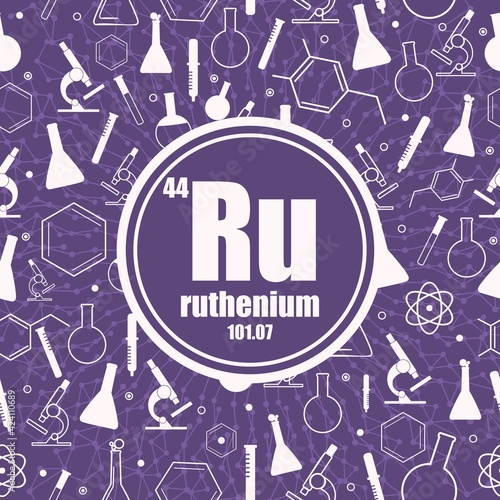 Ruthenium chemical element. Concept of periodic table.