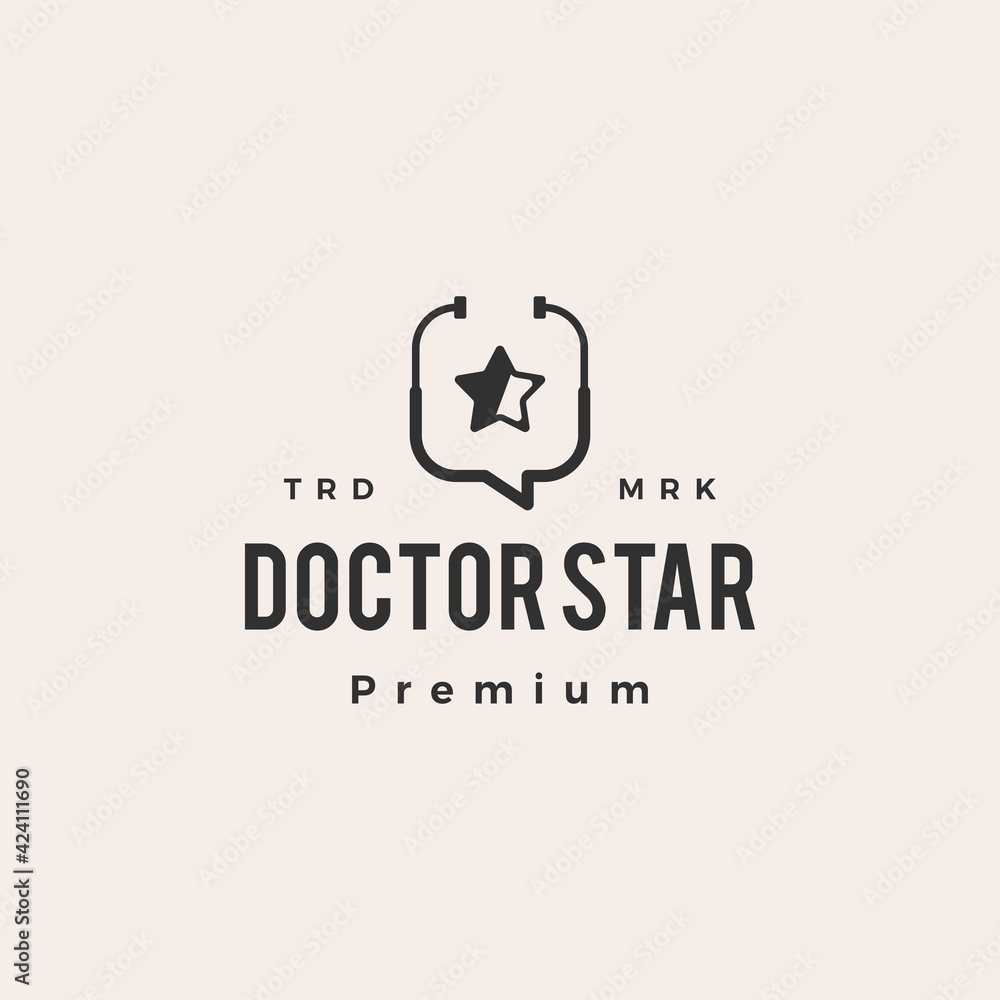 doctor star hipster vintage logo vector icon illustration