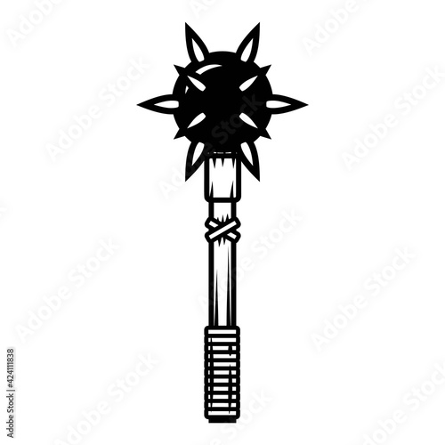 Illustration of Spiked Mace . Design element for logo, label, sign, emblem, poster. Vector illustration