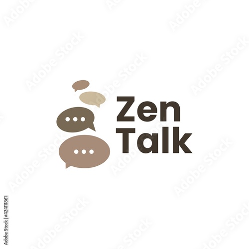 Canvas Print zen talk balancing stone chat bubble logo vector icon illustration