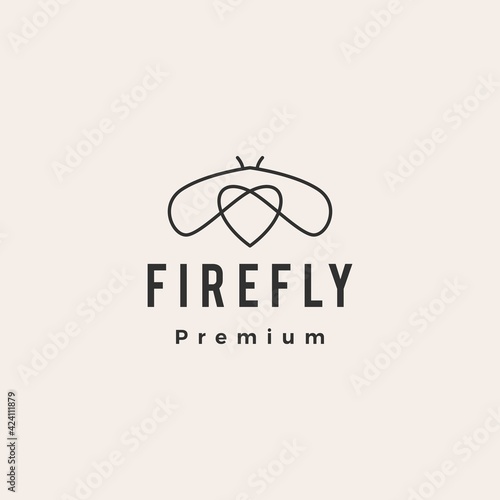 firefly love hipster vintage logo vector icon illustration