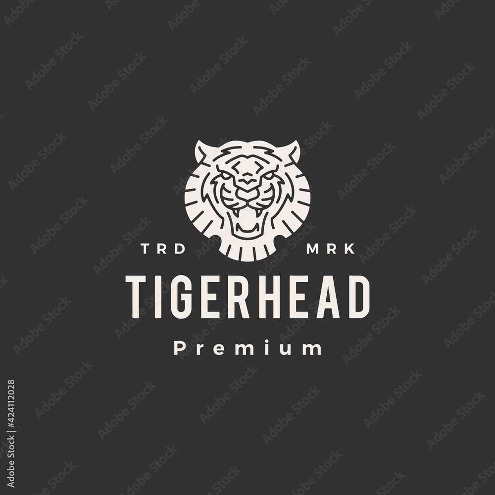 tiger head hipster vintage logo vector icon illustration