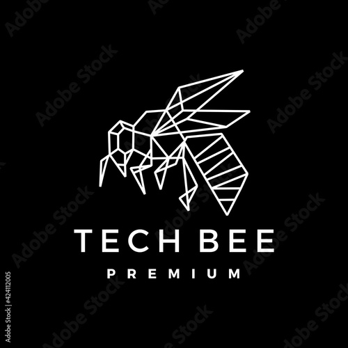 tech bee geometric polygonal logo vector icon illustration