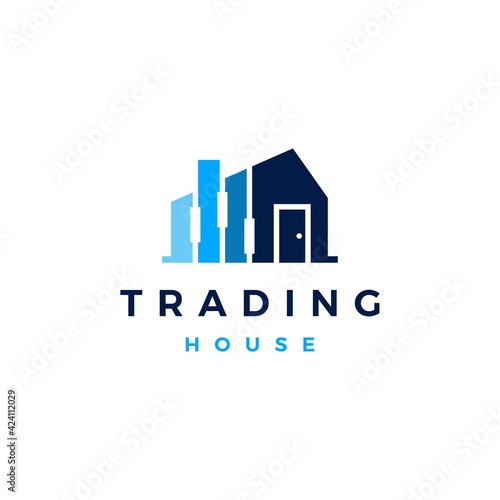 trading house candlestick finance logo vector icon illustration