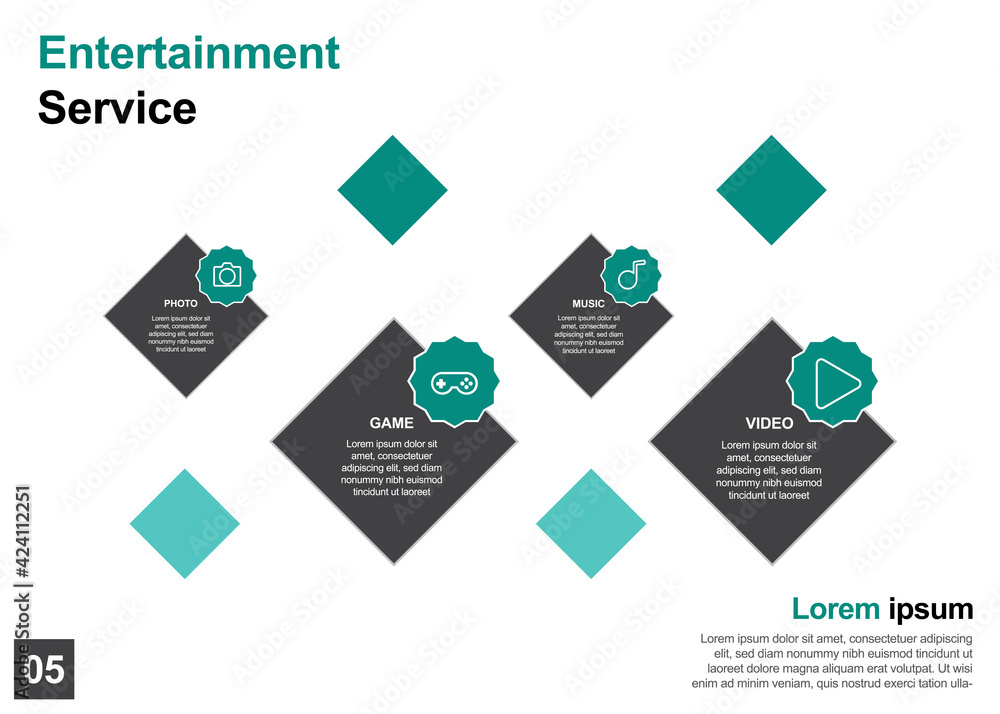 Fototapeta premium entertainment service design template perfect for brochures, marketing promotion, infographics etc