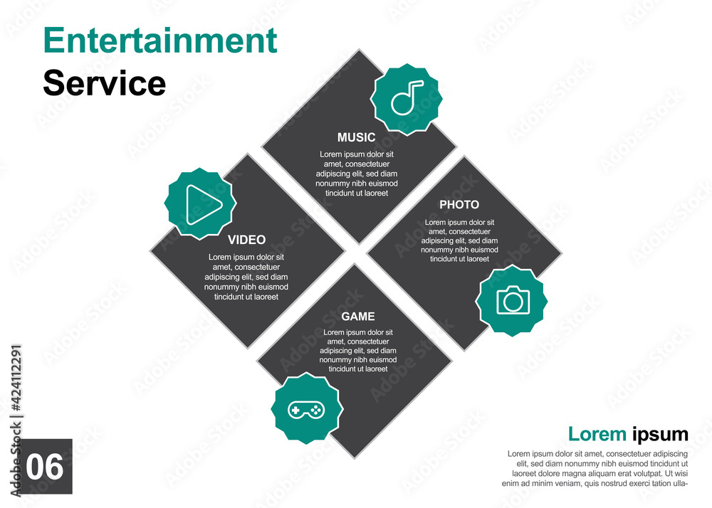 Fototapeta premium entertainment service design template perfect for brochures, marketing promotion, infographics etc