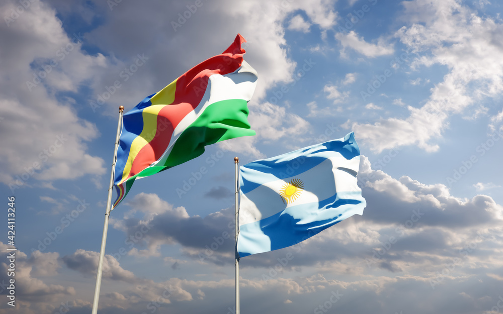 Flags of Seychelles and Argentina. Flags of Seychelles and Argentina.