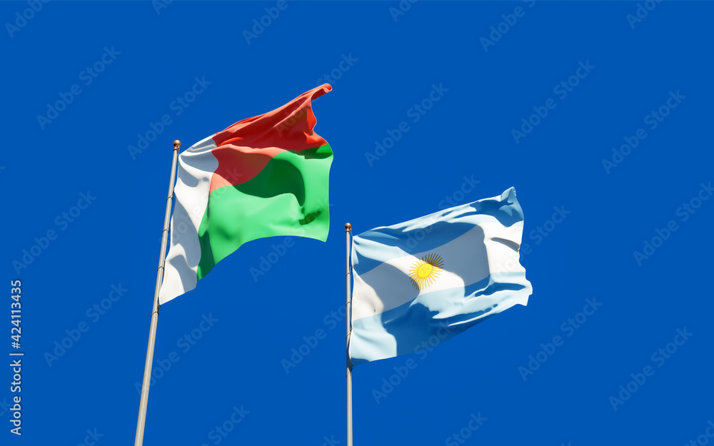 Flags of Madagascar and Argentina. Flags of Madagascar and Argentina.