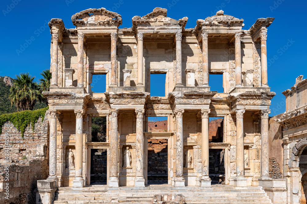 Celsius Library in ancient city Ephesus (Efes). Most visited ancient city in Turkey. Selcuk, Izmir, Turkey.