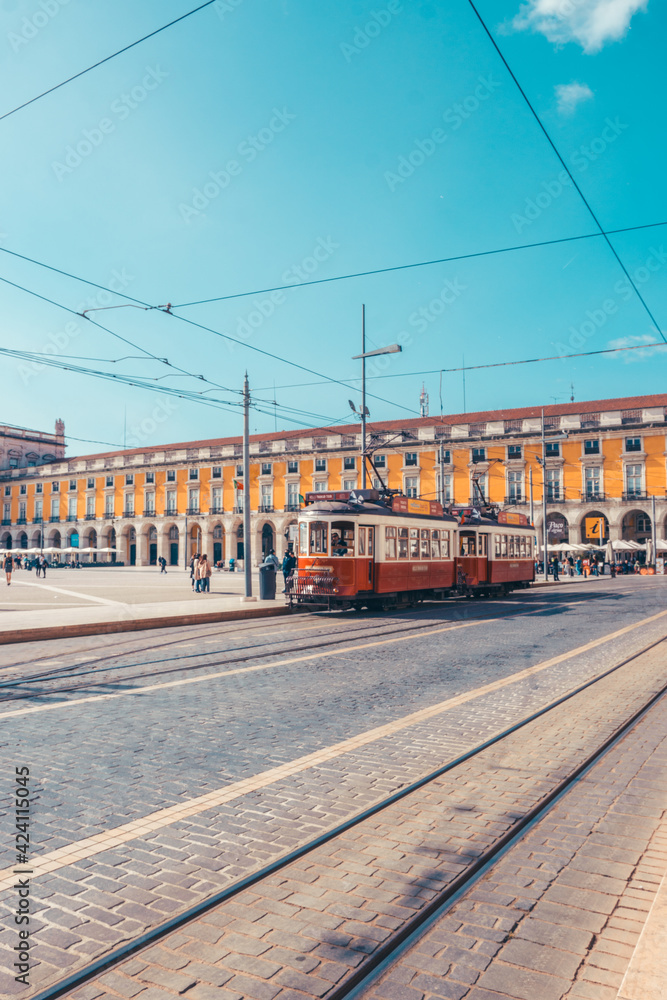tram in the streets of lisbon tram in the streets of lisbon