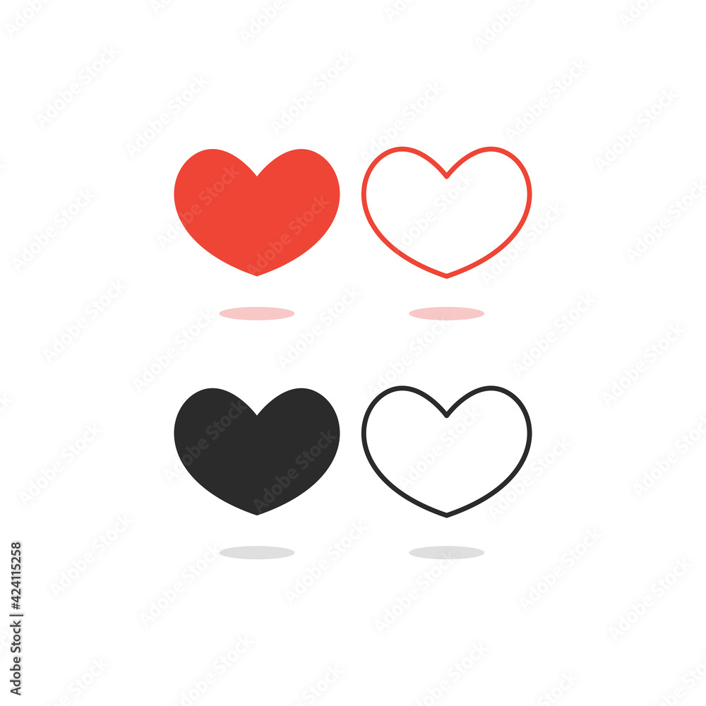 health and broken heart set, crack fixed with bandage. Breakup symbol. Simple flat vector style and line style