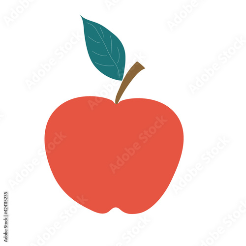 Red apple is a healthy natural fruit on an isolated background.