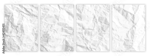 Set of A4 pages crumpled paper