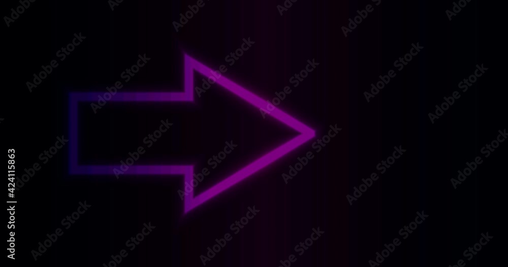 Neon arrow animation. Purple and blue direction sign spreading from left to right with a black background. Flashing arrows lights effect for news, presentations, social media. Neon arrow animation. Purple and blue direction sign spreading from left to right with a black background. Flashing arrows lights effect for news, presentations, social media.