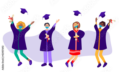 A group of graduates who are happy that they received their diplomas