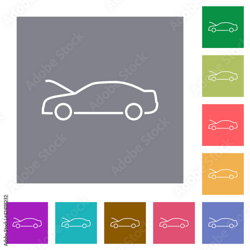 Car hood open dashboard indicator square flat icons
