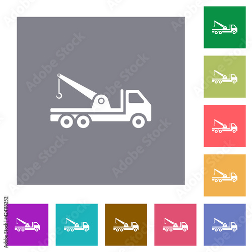 Crane truck square flat icons