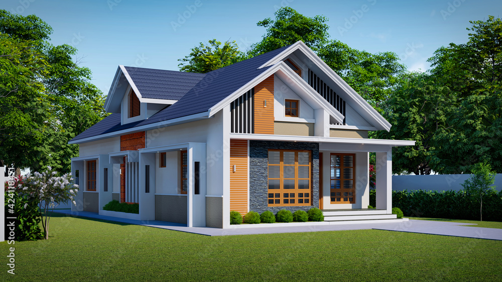Modern home design 3d rendering Modern home design 3d rendering