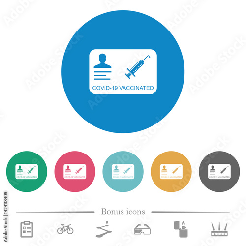 Covid 19 vaccinated flat round icons