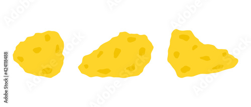 Gold nuggets set. Golden valuated ore. Rarely expensive mineral.