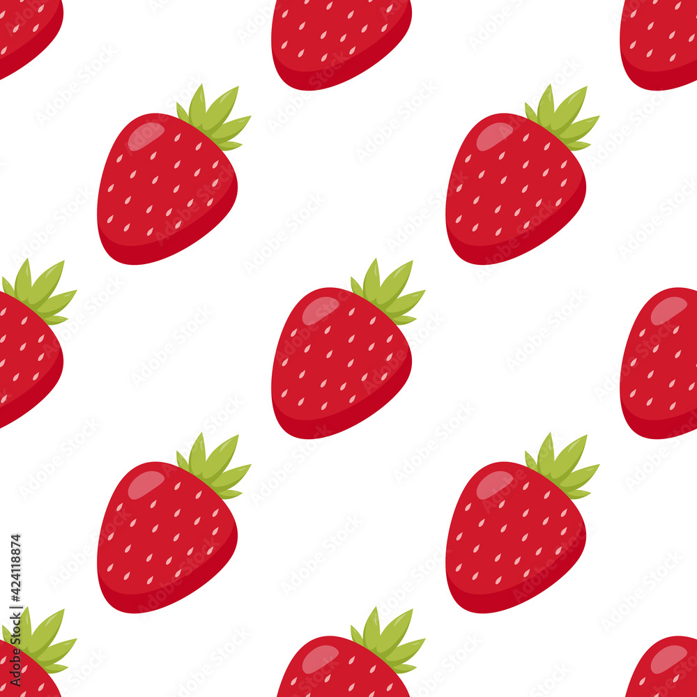 Seamless pattern with positive strawberry on white background. Vector image. Seamless pattern with positive strawberry on white background. Vector image.