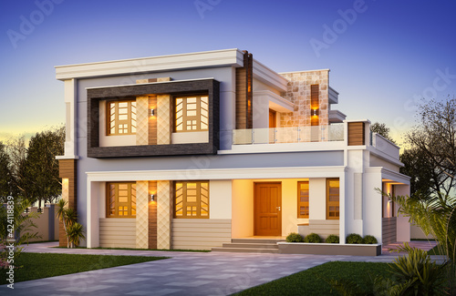 Modern home designs 3d rendering