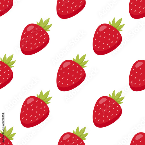 Fototapeta Naklejka Na Ścianę i Meble -  Seamless pattern with positive strawberry on white background. Vector image.