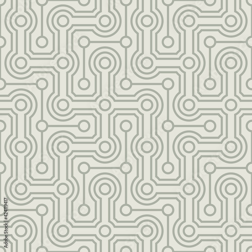 Connection seamless pattern, beige. A seamless retro pattern with dots intertwined with lines.