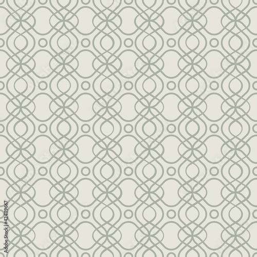 Interlaced seamless pattern, beige. A seamless retro pattern with dots intertwined with lines.