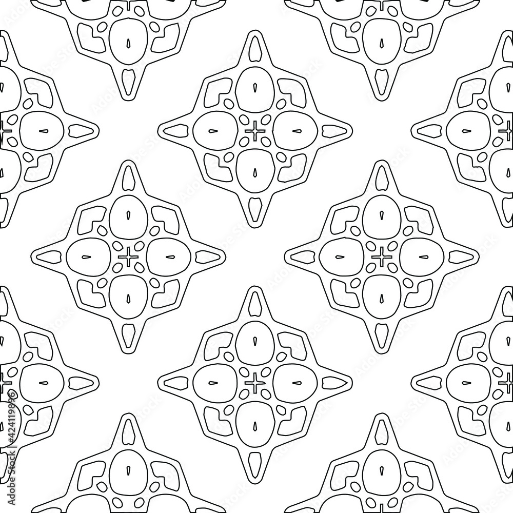 Geometric vector pattern with triangular elements. Seamless abstract ornament for wallpapers and backgrounds. Black and white colors. Geometric vector pattern with triangular elements. Seamless abstract ornament for wallpapers and backgrounds. Black and white colors.