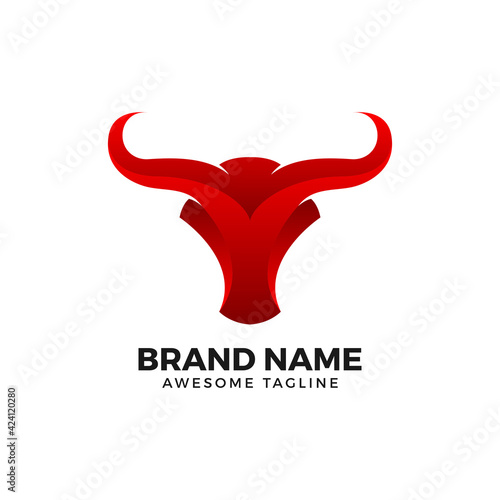 abstract bull head logo vector illustration. bull head mascot for animal vector logo template. fit for animal mascot or financial trading logo