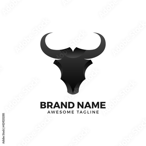 abstract bull head logo vector illustration. bull head mascot for animal vector logo template. fit for animal mascot or financial trading logo