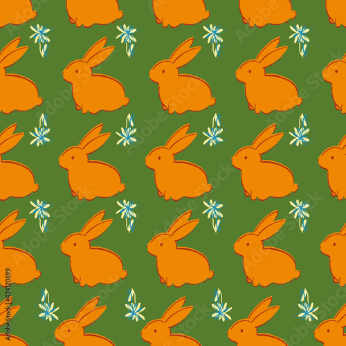 Easter Bunny Flower Seamless Pattern © Moonlie