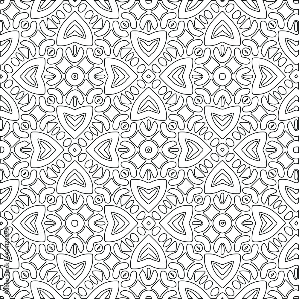 Fototapeta premium Geometric vector pattern with triangular elements. Seamless abstract ornament for wallpapers and backgrounds. Black and white colors.