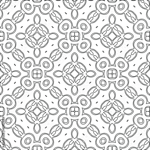 Geometric vector pattern with triangular elements. Seamless abstract ornament for wallpapers and backgrounds. Black and white colors. 