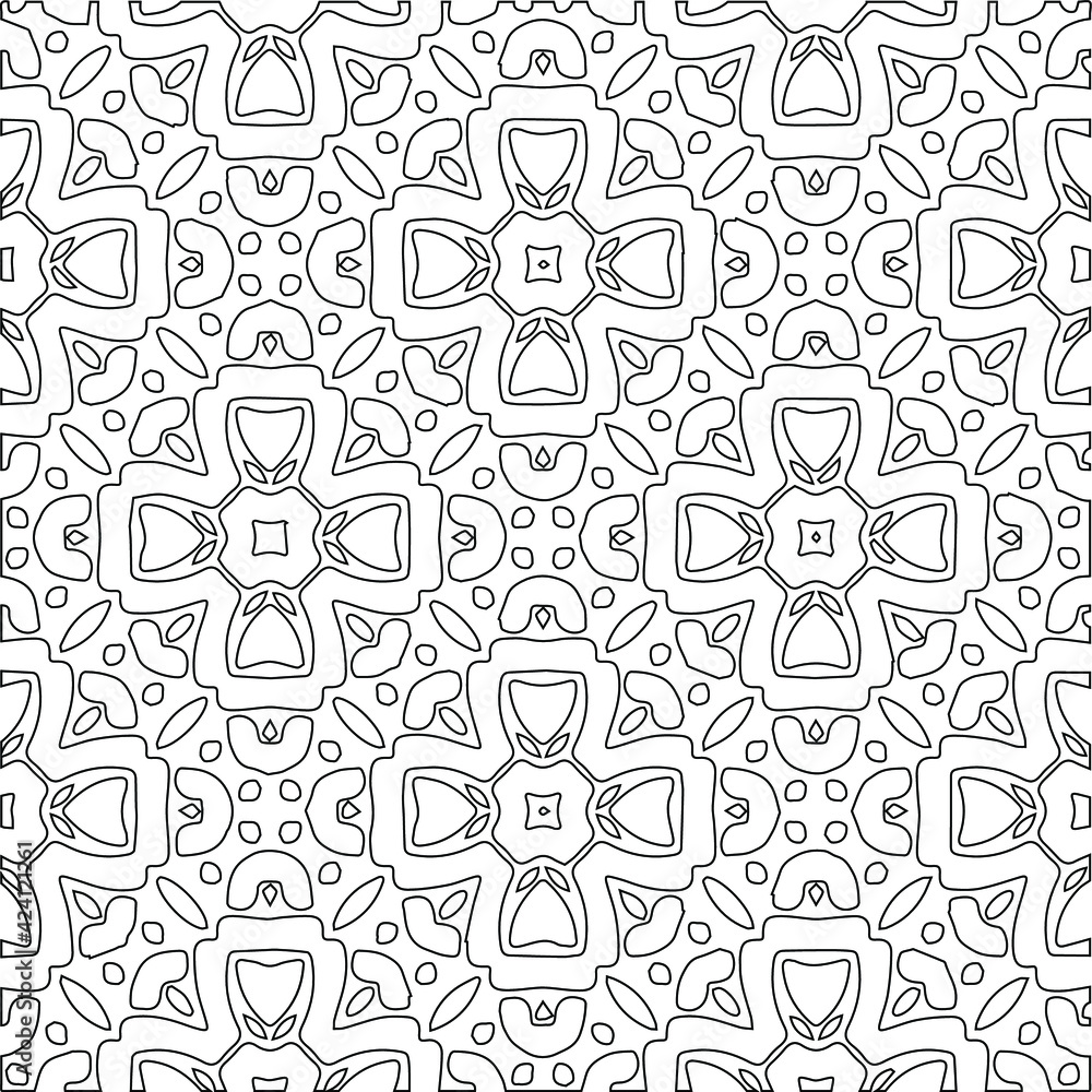 Geometric vector pattern with triangular elements. Seamless abstract ornament for wallpapers and backgrounds. Black and white colors. Geometric vector pattern with triangular elements. Seamless abstract ornament for wallpapers and backgrounds. Black and white colors.