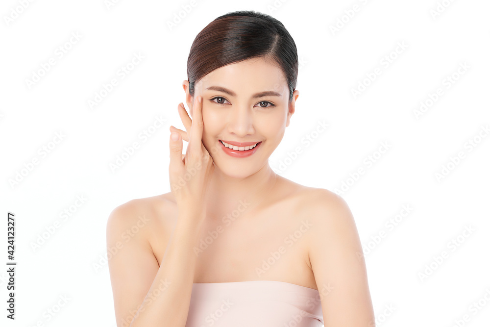 Beautiful young asian woman with clean fresh skin on white background, Face care, Facial treatment, Cosmetology, beauty and spa, Asian women portrait Beautiful young asian woman with clean fresh skin on white background, Face care, Facial treatment, Cosmetology, beauty and spa, Asian women portrait