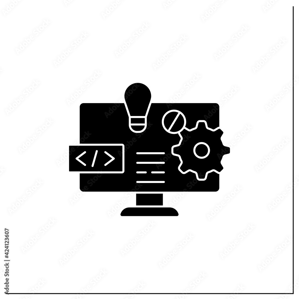 Software platform glyph icon. Programming environment. Platform for ...